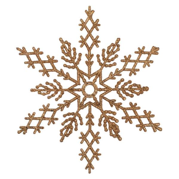 8" Rose Gold Glitter Snowflake Ornament (12 pack)