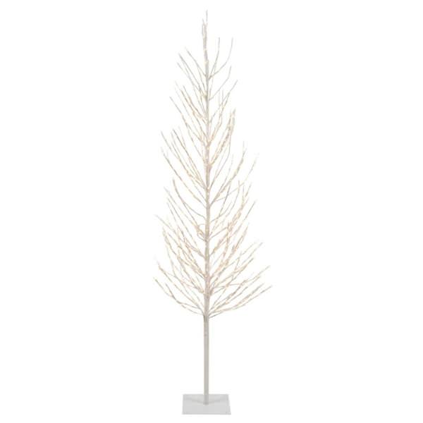 4' x 20" Artificial White Tree 280 Warm White LED Lights
