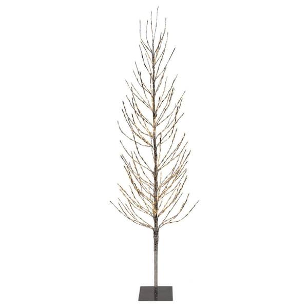3' x 15" Artificial Silver Tree 200 Warm White LED Lights