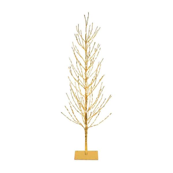 7' Artificial Gold Tree 680 Warm White LED Lights