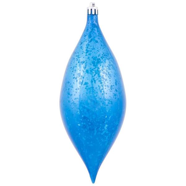 7" Blue Shiny Mercury Finish Drop Ornament (4 pack)