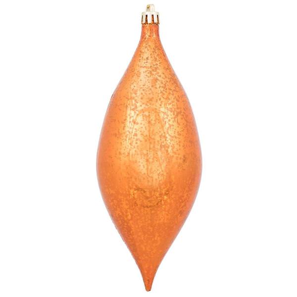 7" Burnished Orange Shiny Mercury Finish Drop Ornament (4 pack)