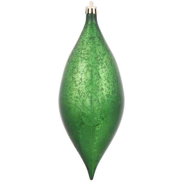 7" Emerald Shiny Mercury Finish Drop Ornament (4 pack)