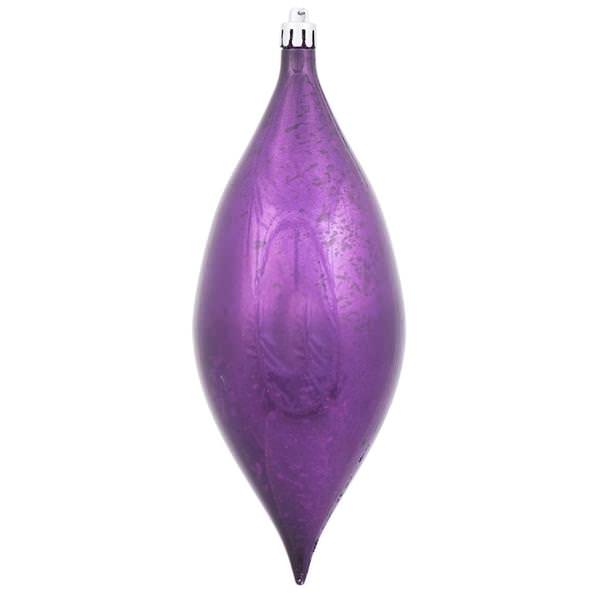 7" Plum Shiny Mercury Finish Drop Ornament (4 pack)