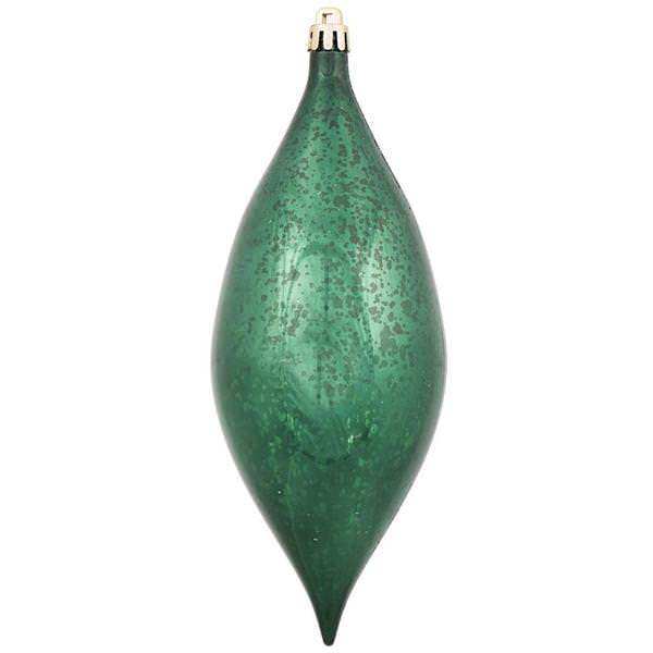 7" Midnight Green Shiny Mercury Finish Drop Ornament (4 pack)