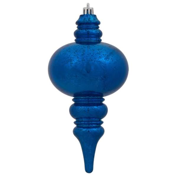 7" Blue Mercury Finish Finial Ornament (3 pack)