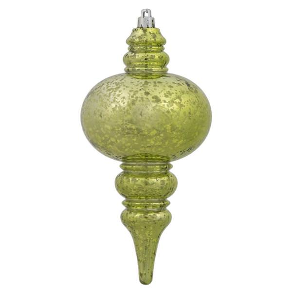 7" Olive Shiny Mercury Finial Ornament (3 pack)