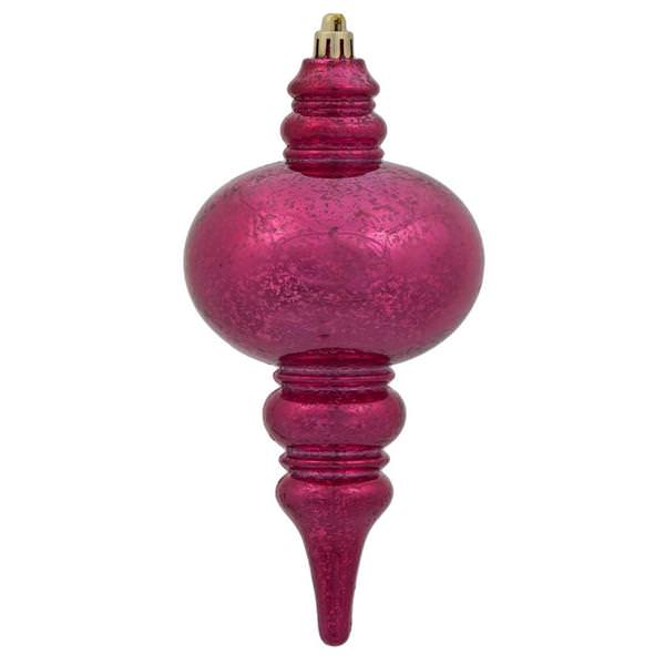 7" Wine Mercury Finish Finial Ornament (3 pack)
