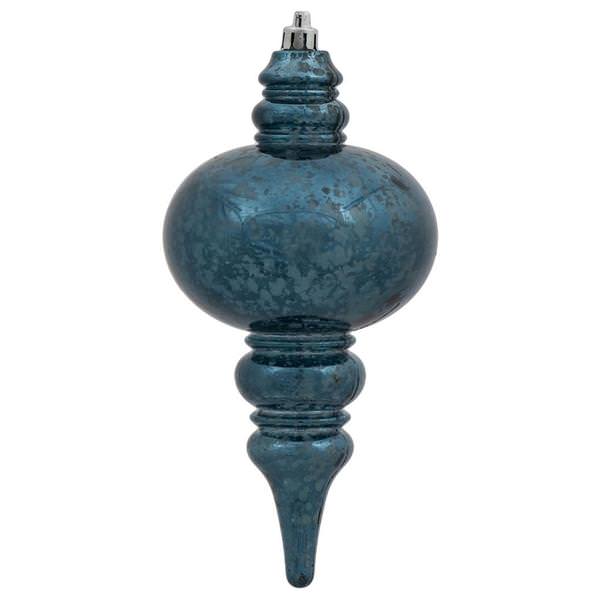 7" Cobalt Shiny Mercury Finish Finial Ornament (3 pack)