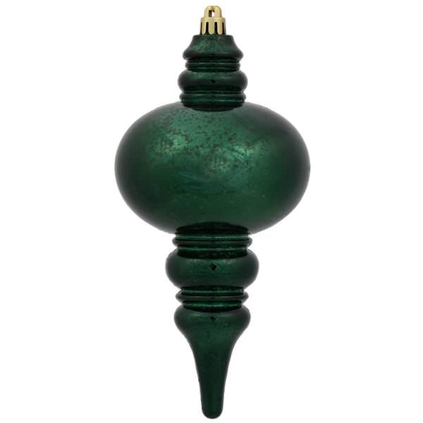 10" Midnight Green Shiny Mercury Finish Finial Ornament (3 pack)