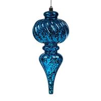 Vickerman 10" Blue Shiny Mercury Finial Ornament (3 pack)