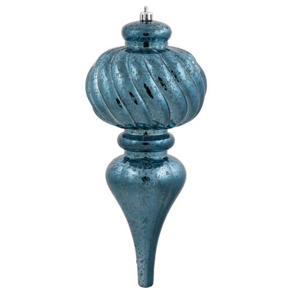 10" Cobalt Shiny Mercury Finish Finial Ornament (3 pack)