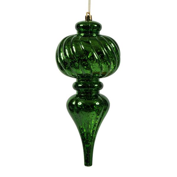 10" Emerald Shiny Mercury Finial Ornament (3 pack)