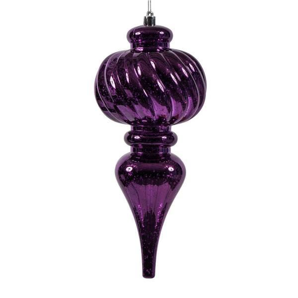 10" Plum Shiny Mercury Finial Ornament (3 pack)