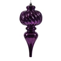 Vickerman 10" Plum Shiny Mercury Finial Ornament (3 pack)