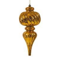 Vickerman 10" Antique Gold Shiny Mercury Finial Ornament (3 pack)