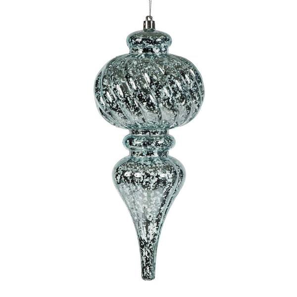 10" Baby Blue Shiny Mercury Finial Ornament (3 pack)