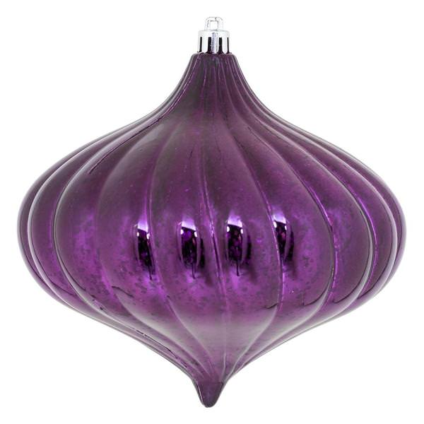 6" Plum Shiny Mercury Onion Ornament (4 pack)