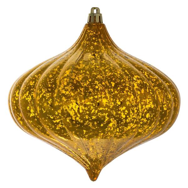 6" Antique Gold Shiny Mercury Onion Ornament (4 pack)