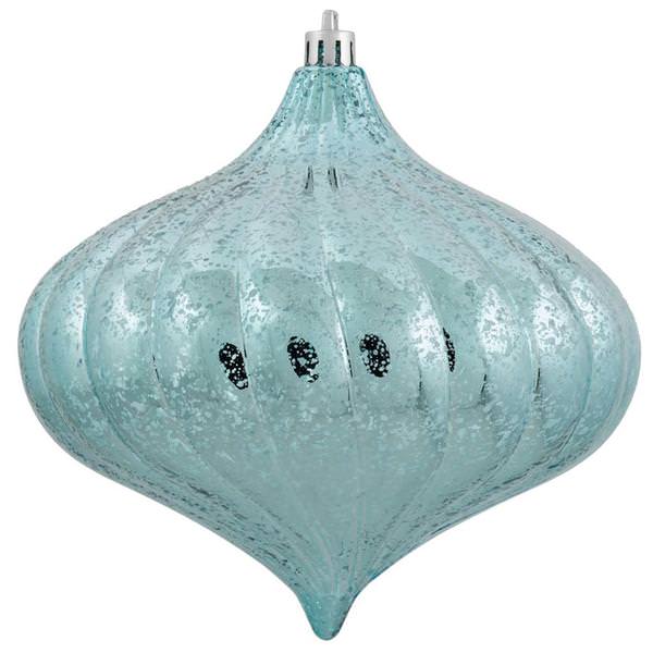 6" Baby Blue Shiny Mercury Onion Ornament (4 pack)