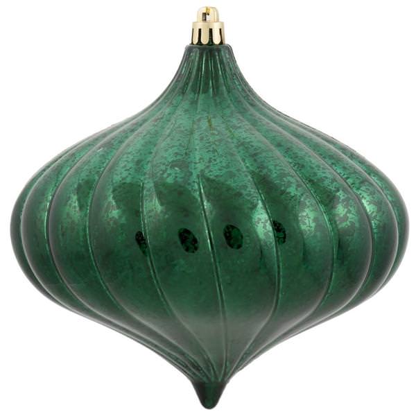 6" Midnight Green Shiny Mercury Onion Ornament (4 pack)