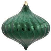 Vickerman 6" Midnight Green Shiny Mercury Onion Ornament (4 pack)