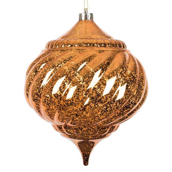 8" Burnished Orange Shiny Mercury Onion Ornament