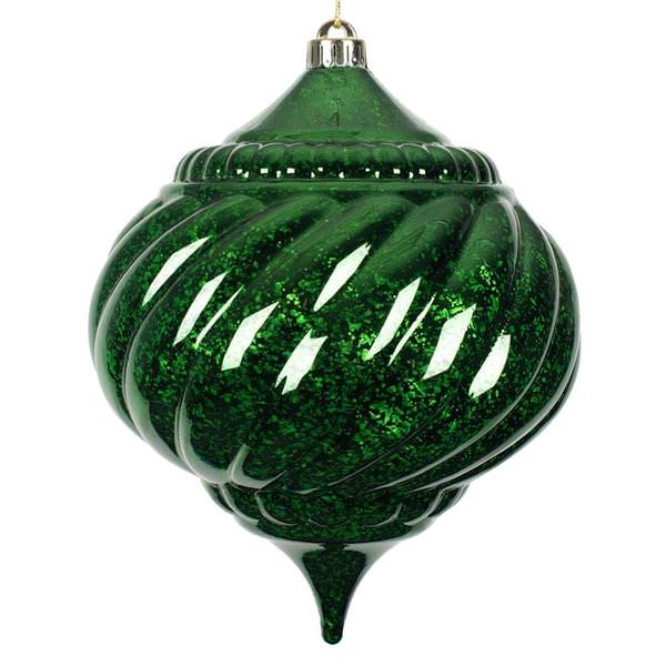 8" Emerald Shiny Mercury Onion Ornament