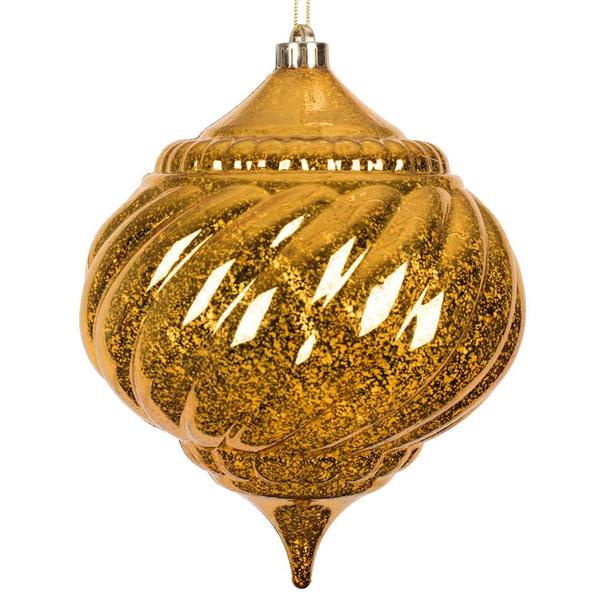 8" Antique Gold Shiny Mercury Onion Ornament