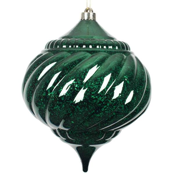 8" Midnight Green Shiny Mercury Onion Ornament