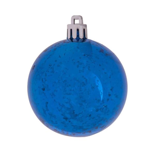 4" Blue Shiny Mercury Ball Ornament (6 pack)