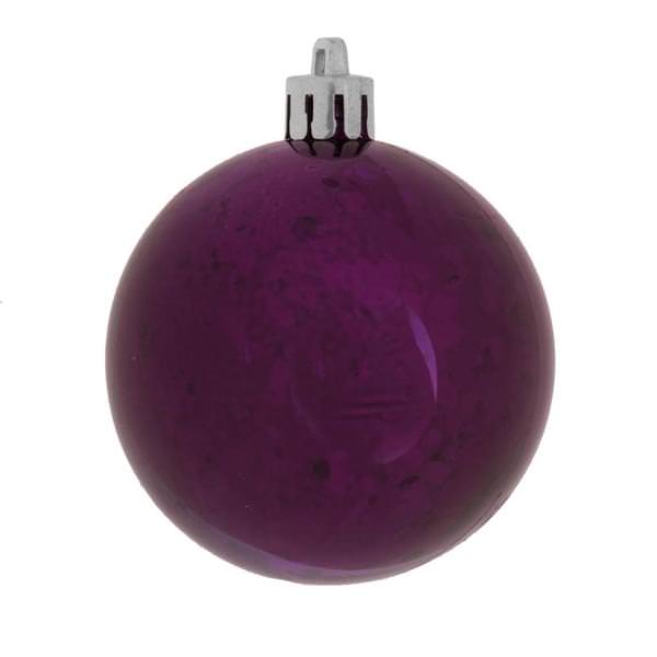 6" Plum Shiny Mercury Ball Ornament (4 Pack)