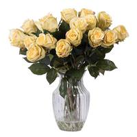 Vickerman 16" Artificial Green Rose Blossoms in Glass Vase with Acrylic Water