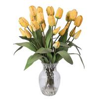 Vickerman 21" Artificial Yellow Tulip in Glass Vase with Acrylic Water