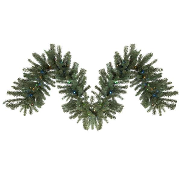 9' Artificial Colorado Spruce Garland 105 Warm White/Color Changing LED with Timer
