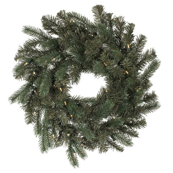 24" Artificial Colorado Spruce Wreath 50 Warm White LED Lights