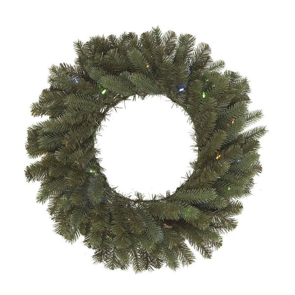 24" Artificial Colorado Spruce Wreath 35 Warm White / Color Changing LED Lights