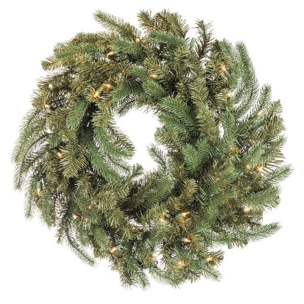 30" Artificial Colorado Spruce Wreath 50 Warm White Miniature LED Lights
