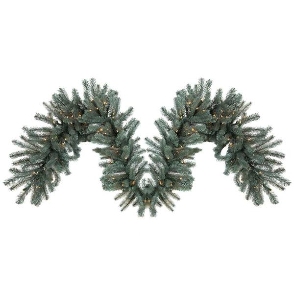 9' Artificial Colorado Blue Spruce Garland with 150 Miniature Lights