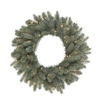 Vickerman 30" Artificial Colorado Blue Spruce Wreath 50 Warm White LED Lights