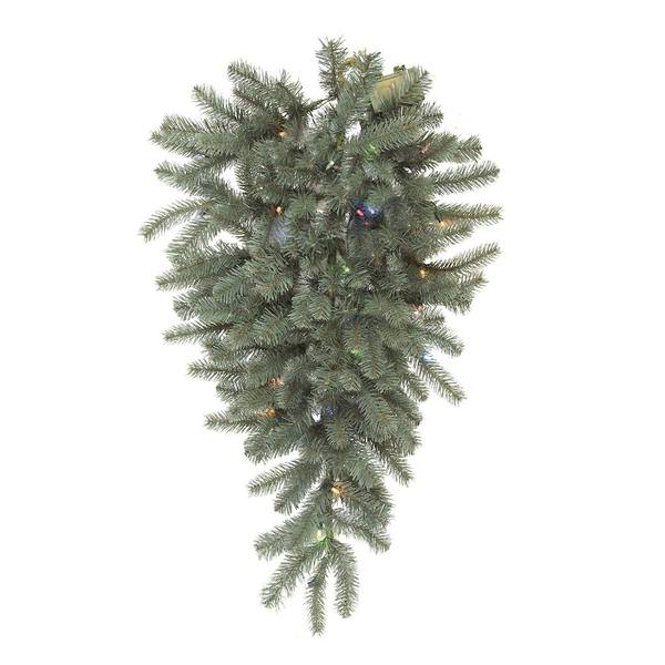 36" Artificial Colorado Blue Spruce Teardrop 50 Warm White Lights