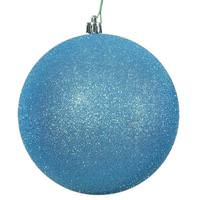 View 2.75" Turquoise Glitter Ball Ornament (12 pack)