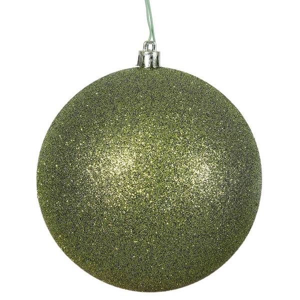 2.75" Olive Plastic Glitter Ball Ornament (12 pack)