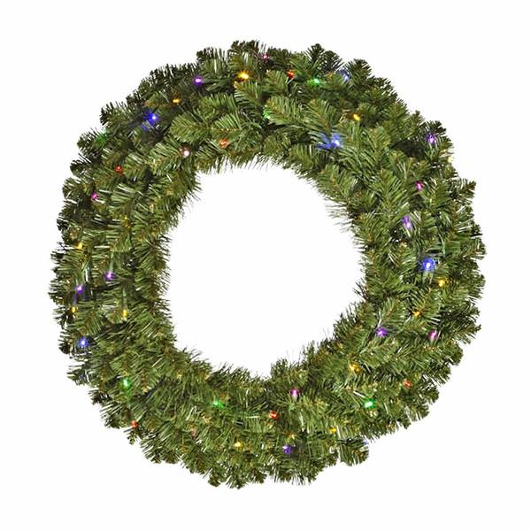24" Artificial Grand Teton Wreath 35 Multi-Color LED Lights