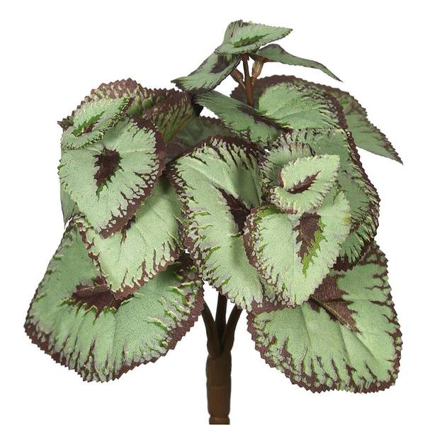 9" Artificial Grey/Brown Begonia Bush (6 pack)