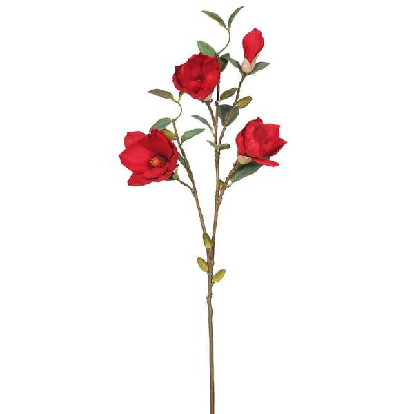 38" Artificial Red Magnolia Stem (3 pack)