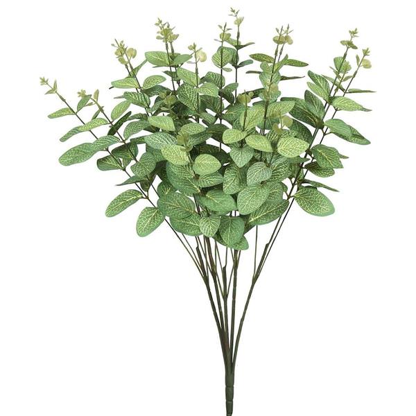 18" Artificial Frosted Green Eucalyptus Spray