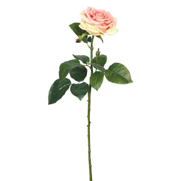 26" Artificial Coral Real Touch Rose Stem (3 pack)