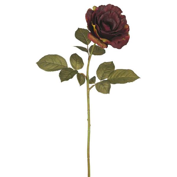 26" Artificial Dark Burgundy Autumn French Rose Stem (3 Pack)