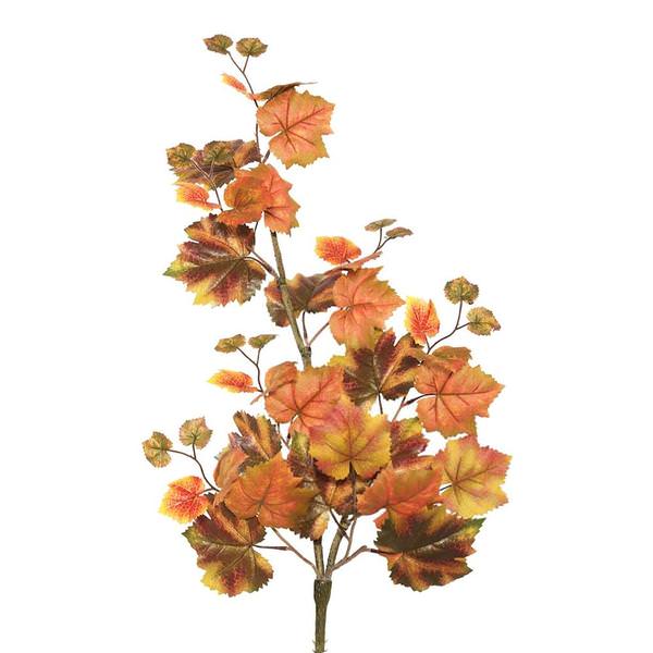 30" Artificial Red/Brown Autumn Grape Leaf Hanging Spray
